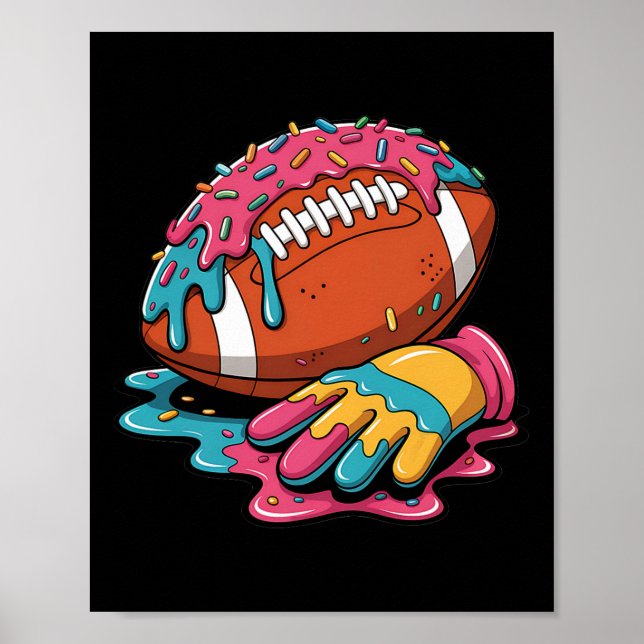 Fotbollsdropp Wr Lineman Qb Rb Db Ice Cream Footba Poster (Framsidan)