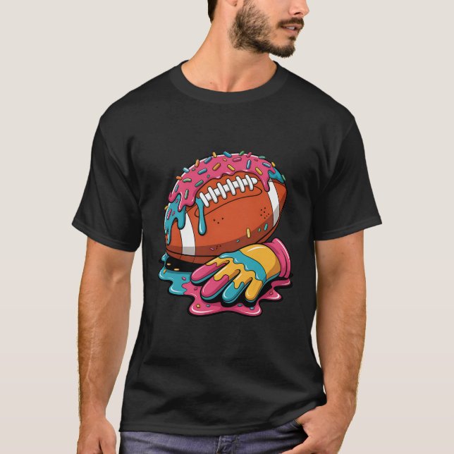 Fotbollsdropp Wr Lineman Qb Rb Db Ice Cream Footba T Shirt (Framsida)