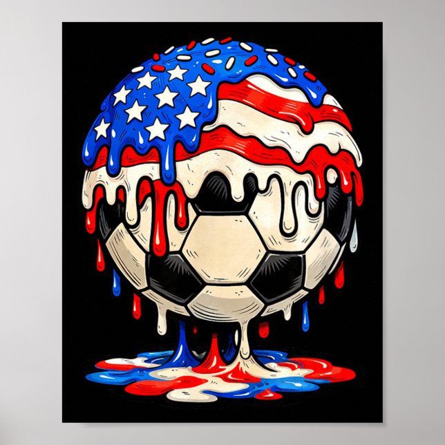 Fotbollsdrypp amerikansk flagga sprinkles patrioti poster (Framsidan)