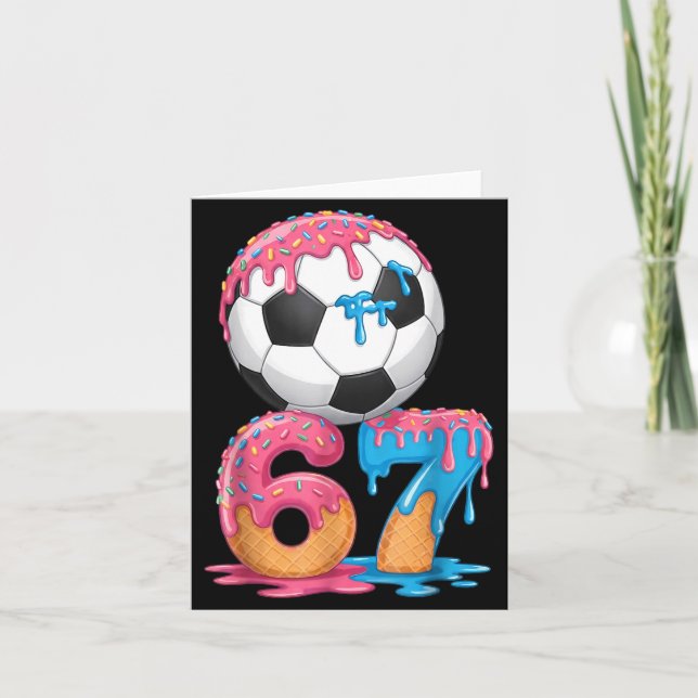 Fotbollsdrypp Nummer 67 Pojkfotbollsspelare 67  Kort (Framsida)
