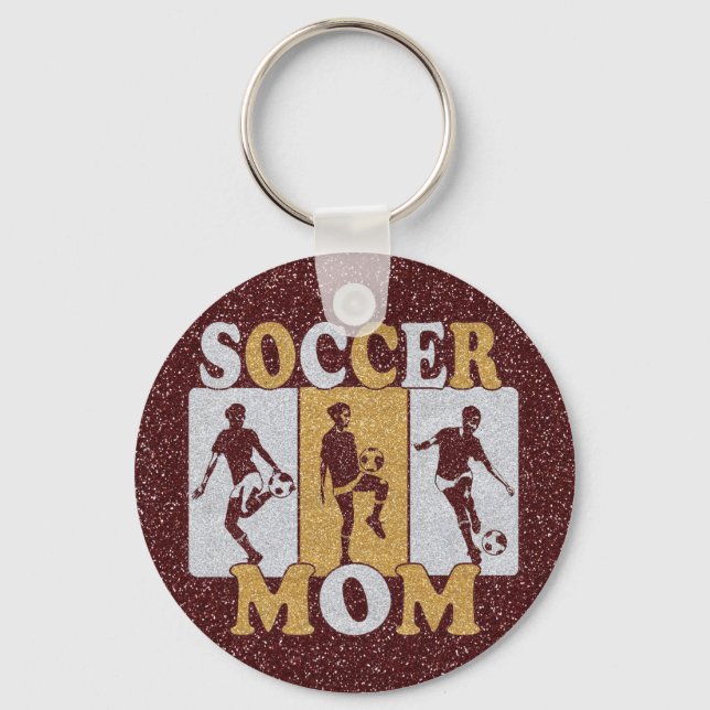 Fotbollseffekt Mamma Glitter Nyckelring (Framsida)