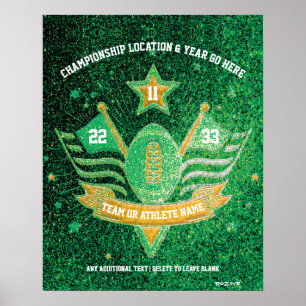 FotbollsEM i grönt + Guld Glitter Poster