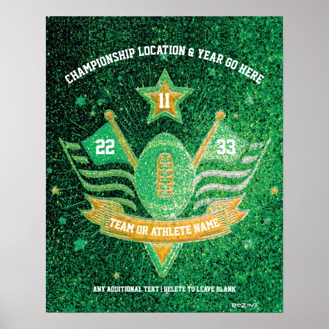 FotbollsEM i grönt + Guld Glitter Poster (Framsidan)