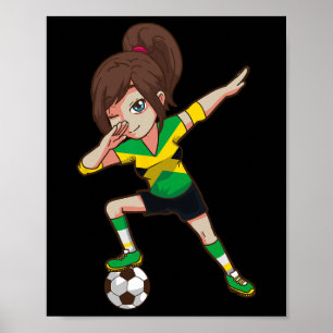 Fotbollsfan Jamaica Jamaicansk Flagga Flicka  Poster