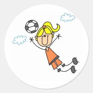 Fotbollsflicka är ute och klipper runt klistermärke