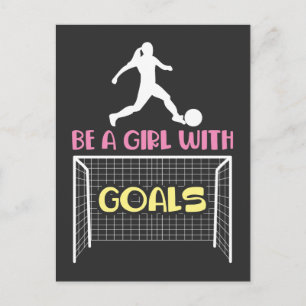 Fotbollsflicka - kraftfull fotbollssister kickar vykort