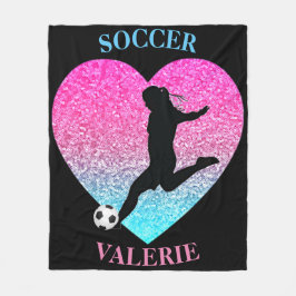 Fotbollsflickor Blanket w/ Personlig Namn Fleecefilt