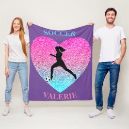 Fotbollsflickor Blanket w/ Personlig Namn Fleecefilt