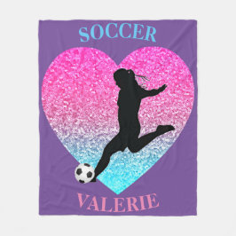 Fotbollsflickor Blanket w/ Personlig Namn Fleecefilt