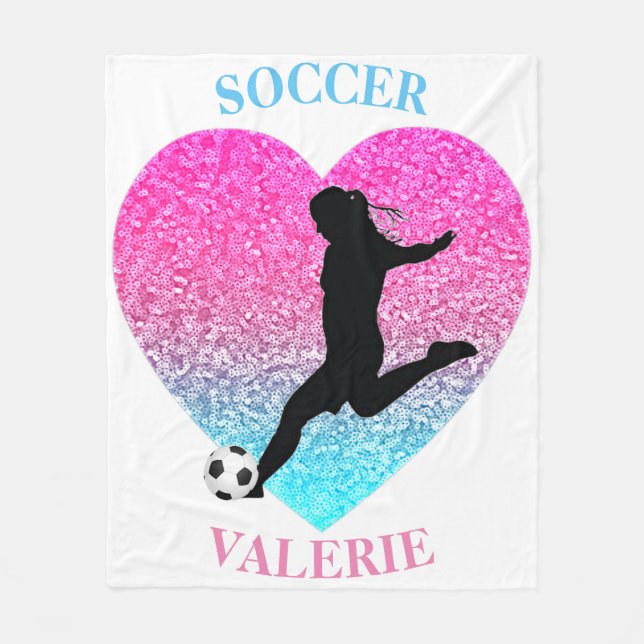 Fotbollsflickor Blanket w/ Personlig Namn Fleecefilt (Framsidan)