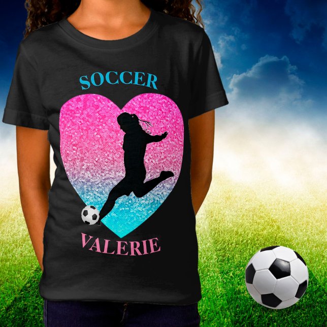 Fotbollsflickor Heart T-Shirt (Skapare uppladdad)