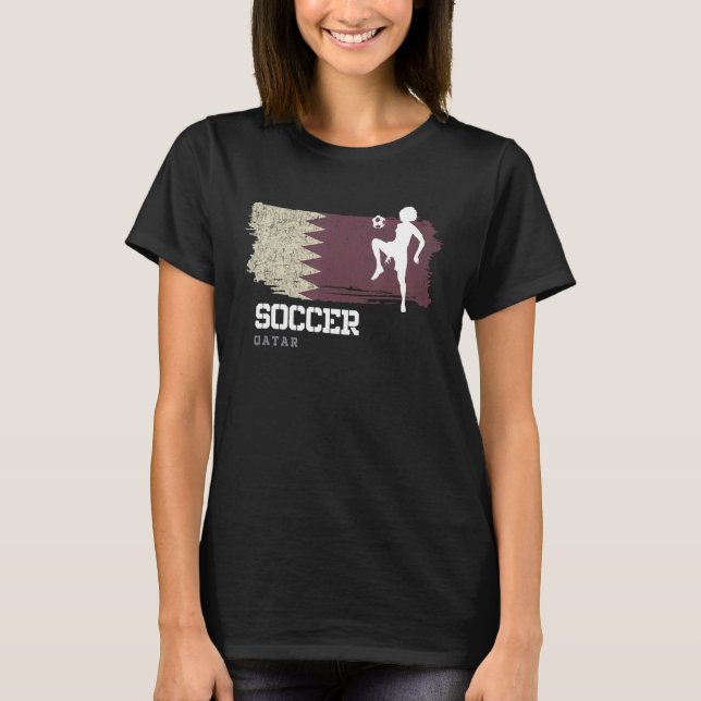 Fotbollsflickor i fotboll, Qatar, Flagga 1 T Shirt (Framsida)