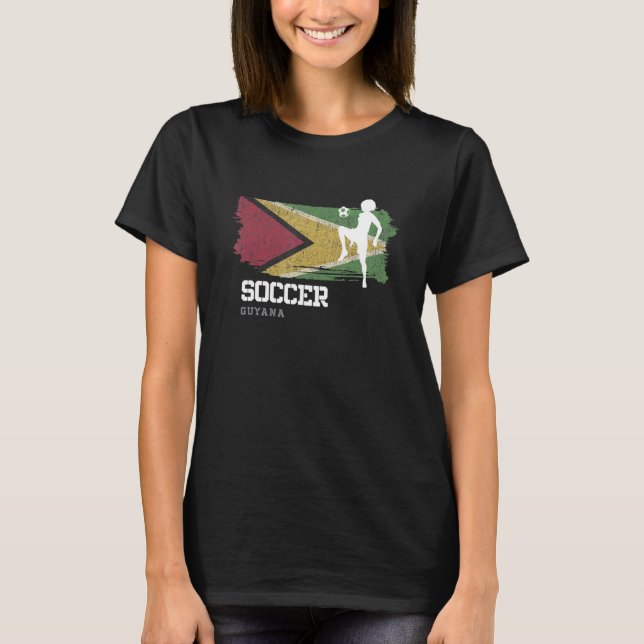 Fotbollsflickor i fotbollsmatchen Guyana Flagga T Shirt (Framsida)