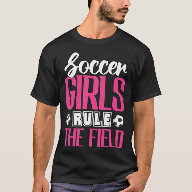 Fotbollsflickorna styr springerna Fält T Shirt (Framsida)