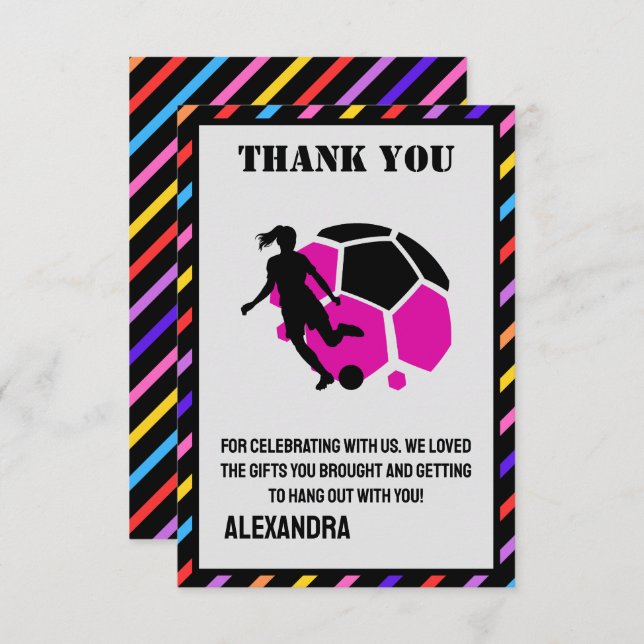 Fotbollsfödelsedagsfest, Fotbollsflicka spelare Tack Kort (Fram/baksida)