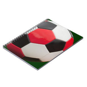 Fotbollsformat, rött svart och vitt, bärbar dator anteckningsbok