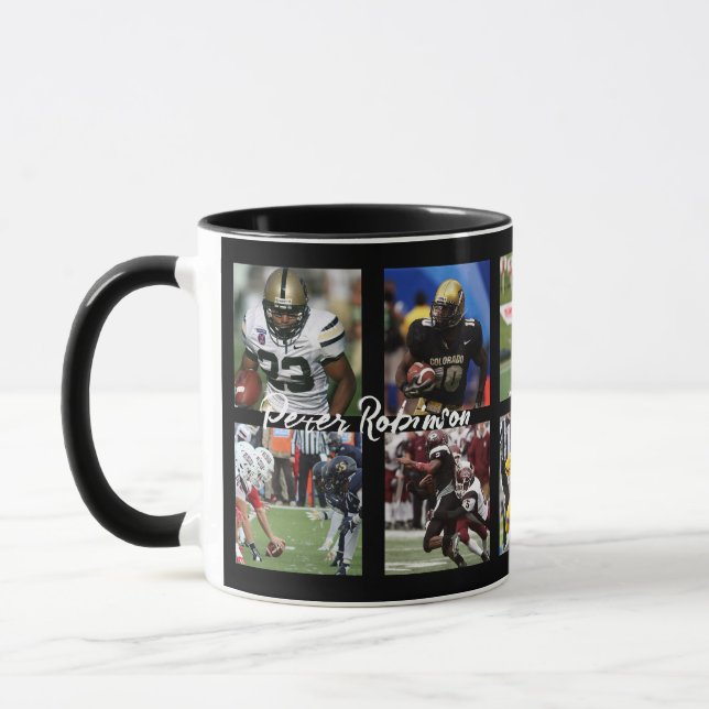 Fotbollsfotokollage mall Foto Block Mugg (Vänster)
