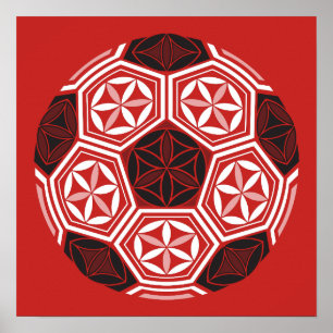 Fotbollsgeometri helig röd poster