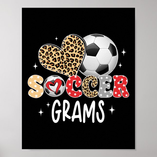 Fotbollsgram Cute Leopard Heart Fotbollsspelare Kä Poster (Framsidan)