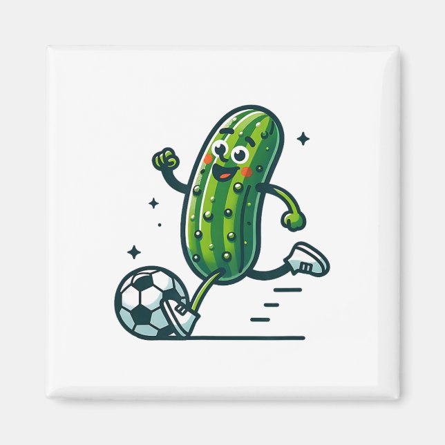 Fotbollsgurka Sparkande Byll Rolig Pickle Spelare  Magnet (Framsidan)