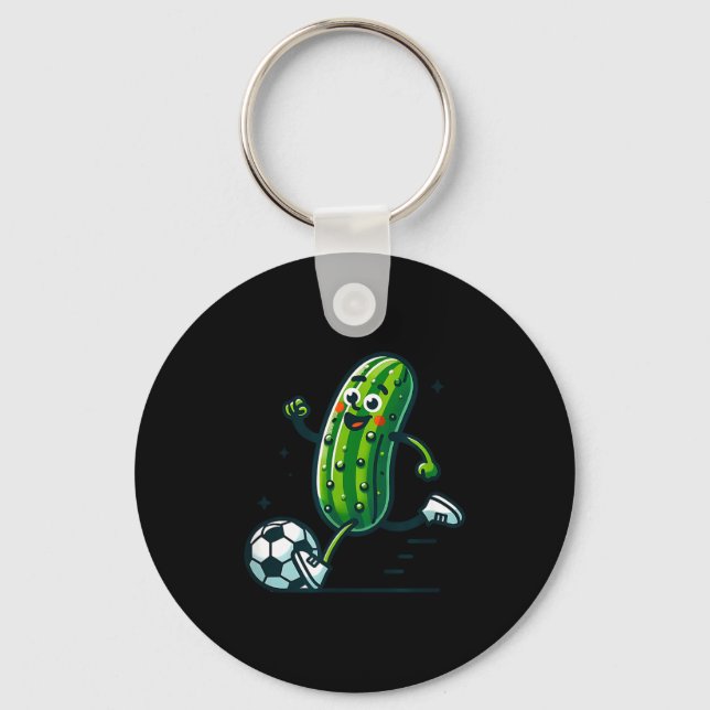 Fotbollsgurka sparkar boll rolig pickle spelare  nyckelring (Framsida)