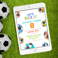 Fotbollsinbjudan Låt oss Kick it Boys Birthday-inb