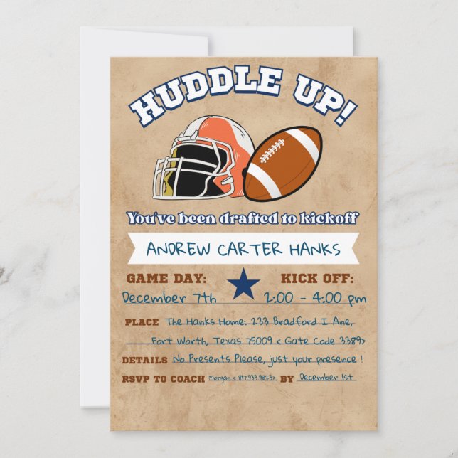 Fotbollsinbjudningar på födelsedagen till boys Hud (Framsida)