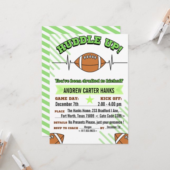 Fotbollsinbjudningar på födelsedagen till boys Hud Inbjudningar (Fram/Back In Situ)