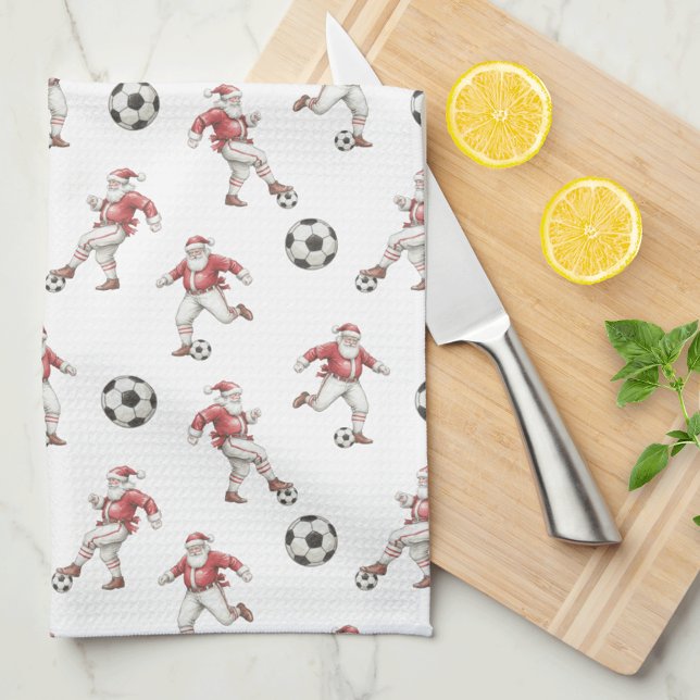 Fotbollsjultomte jul kökshandduk (Skapare uppladdad)