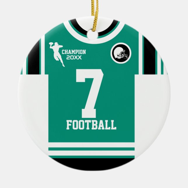 Fotbollskammare Jersey Teal White Black Ornament (Framsidan)