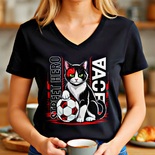 Fotbollskatt Gatuhjälte Cool Grafisk Present för I T Shirt