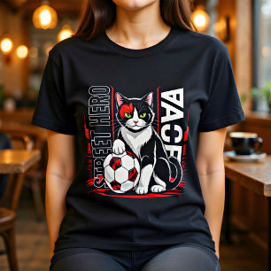 Fotbollskatt Gatukonst T-shirt — Roligt Present Fö