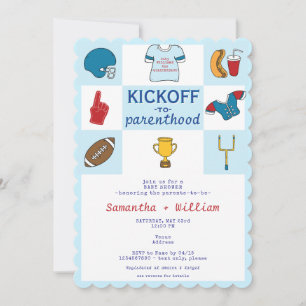 Fotbollskickoff till Parenthood Blu Boy Shower Inbjudningar