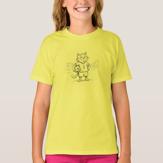 Fotbollskitty (linjeteckning) - Stödjer ideella or T Shirt (Framsida)
