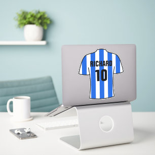 Fotbollskjorta utformad i Blue & White Rand Stic Klistermärken