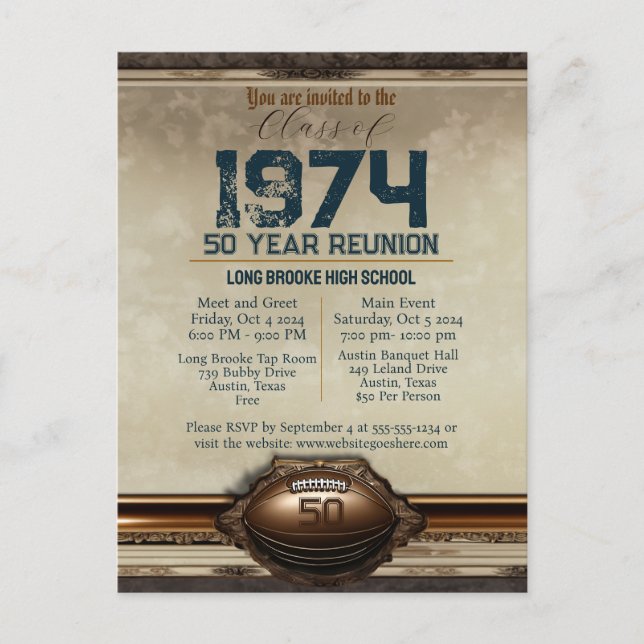 Fotbollsklass 1974, 50 års återförening av gymnasi vykort (Framsida)