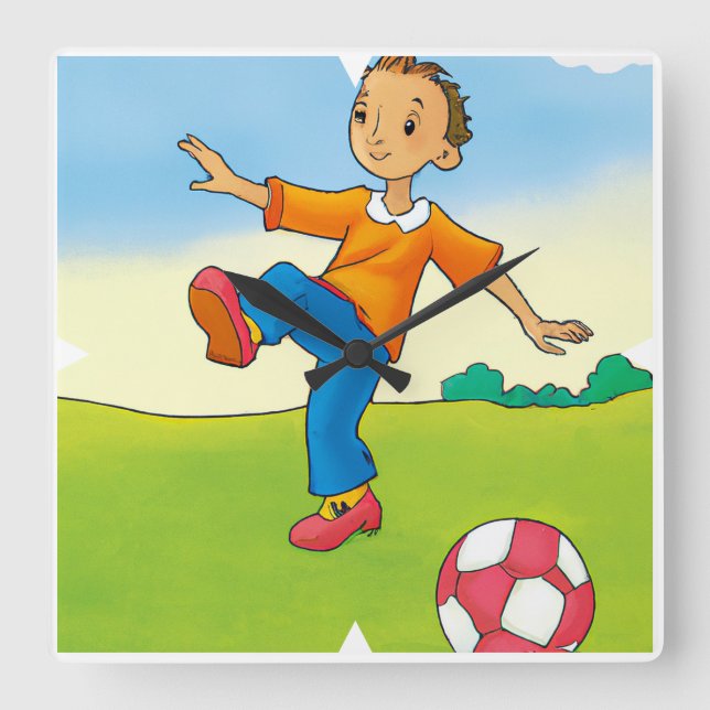 Fotbollsklocka för barn fyrkantig klocka (Framsida)