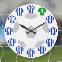 Fotbollsklocka - med blåa och vita tröjor