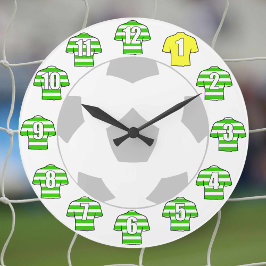 Fotbollsklocka - med Grönt Hooped Shirons Stor Klocka