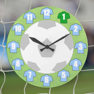 Fotbollsklocka - med Himlar Blue Shirts Stor Klocka
