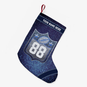 Fotbollsklubben Blue & Silver Glitter Liten Julstrumpa