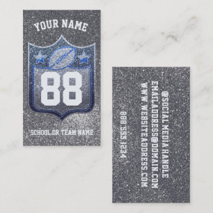 Fotbollsklubben Blue & Silver Glitter Visitkort