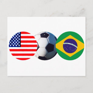 Fotbollsklubben Brasilien och USA flagga MUSEUM Za Vykort