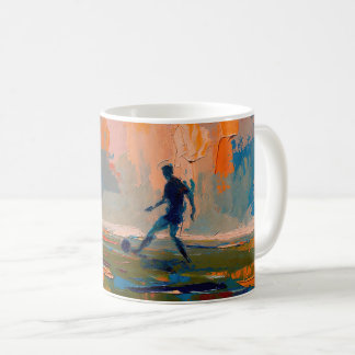 "Fotbollskonst" (stil 1) Oljemålning Kaffemugg
