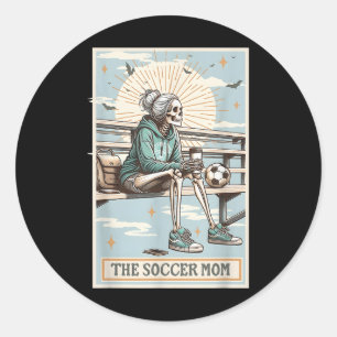 Fotbollskortet Mamma Skeleton Tarot Card, fotboll  Runt Klistermärke