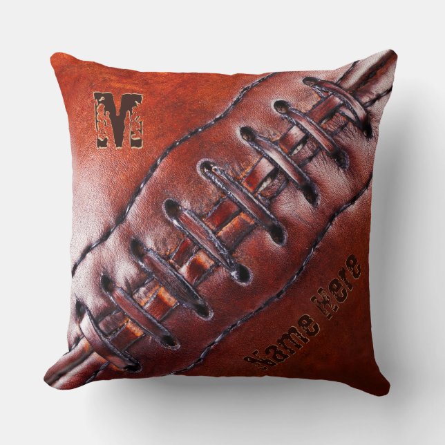 Fotbollskudde med ditt namn, monogram eller nummer kudde (Framsida)