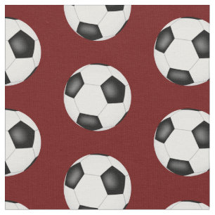 Fotbollskulor på mörk Red Sport mönster Tyg