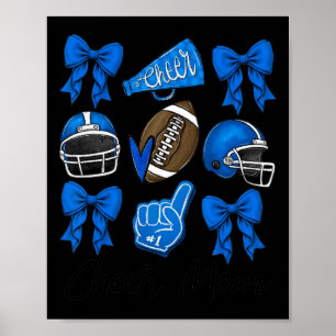 Fotbollskvett Bow Cheer Mamma Blue Poster