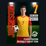 Fotbollslag Anpassad Senior Night Foto Sport Poster<br><div class="desc">Personlig idrottaffisch för seniorer för idrottare och idrottsspelare. Denna anpassningsbara designmall är perfekt för hemkomst idrottsevenemang, senior kväll, idrottsutmärkelser bankett eller examensfest dekoration för din idrottande son, dotter eller student. Det är ett bra sätt att visa spelarporträtt och minnen från deras idrottsmatcher. Designen har en abstrakt bakgrund och kan anpassas...</div>