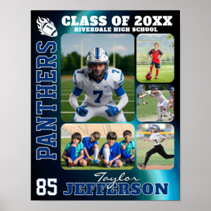 Fotbollslag High School Sport Bild Collage Poster